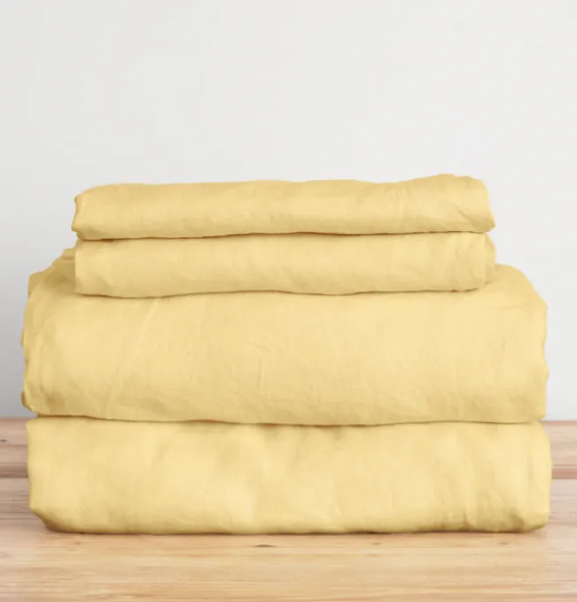 French Flax Linen Sheet Set in Daisy